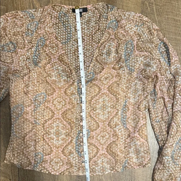 Paige Women’s Dezi Balloon Sleeve Silk Blend Button Front Paisley Top Size Small - Picture 10 of 16